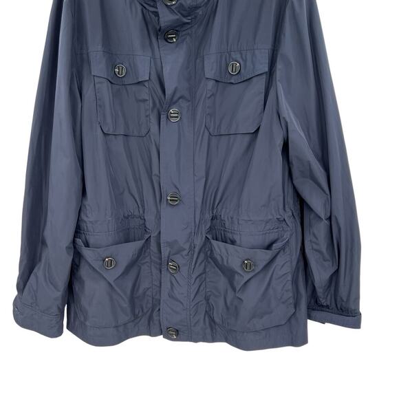 Mackage‎ Wyatt Safari Rain Jacket Button Zipper Leather Trim Blue Size 44 US XL - Picture 4 of 15